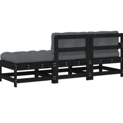 vidaXL - Loungeset - Zwart - Hout - 3 stuks - Met kussens