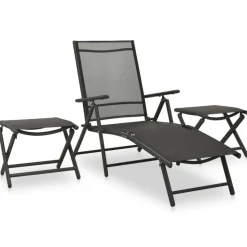 vidaXL - Loungeset - Zwart - Aluminium