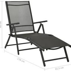 vidaXL - Loungeset - Zwart - Aluminium