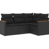 vidaXL - Loungeset - Zwart - Poly rattan - 4 stuks - Met kussens