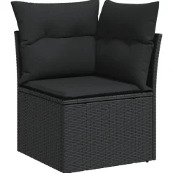 vidaXL - Loungeset - Zwart - Poly rattan - 4 stuks - Met kussens