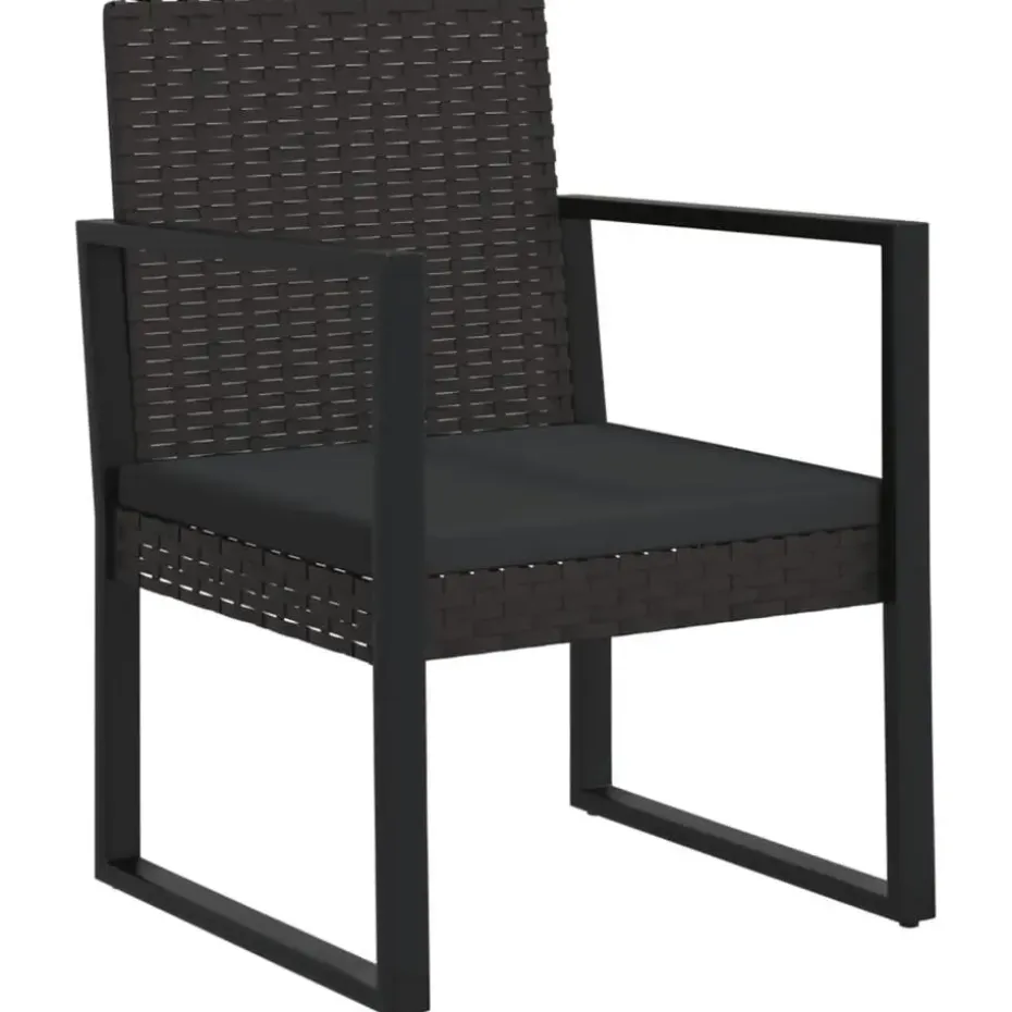 vidaXL - Loungeset - Zwart - Poly rattan - 3 stuks - Met kussens