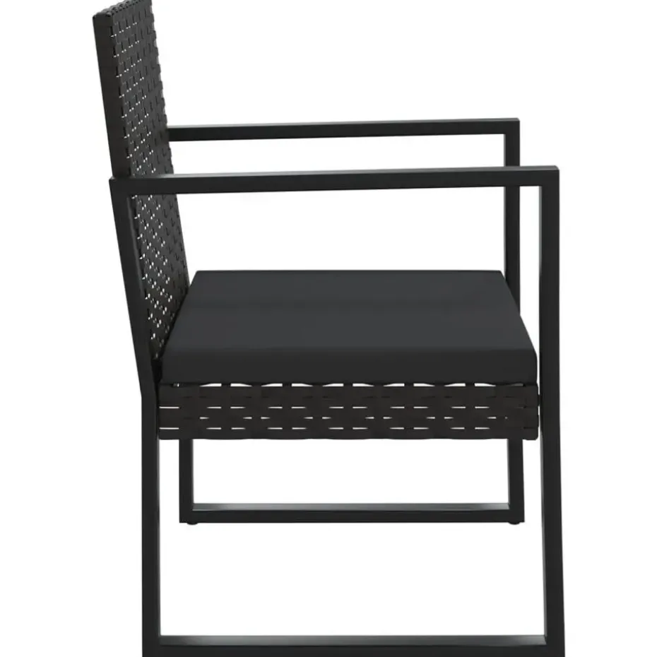 vidaXL - Loungeset - Zwart - Poly rattan - 3 stuks - Met kussens