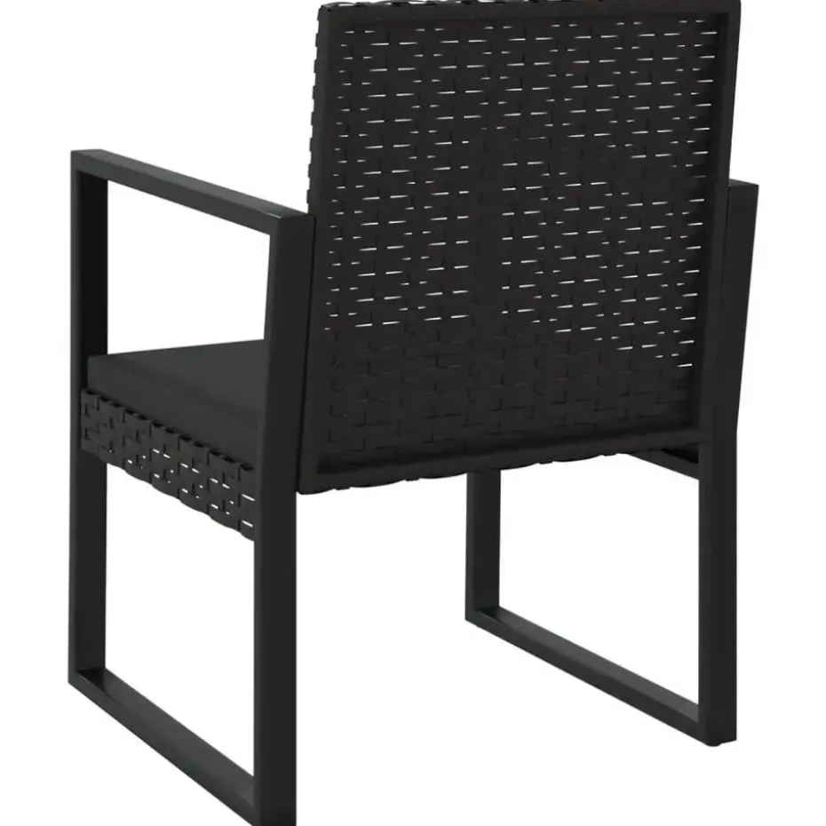 vidaXL - Loungeset - Zwart - Poly rattan - 3 stuks - Met kussens