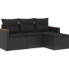 vidaXL - Loungeset - Zwart - Poly rattan - 4 stuks - Met kussens