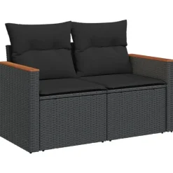 vidaXL - Loungeset - Zwart - Poly rattan - 4 stuks - Met kussens