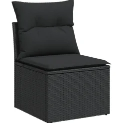 vidaXL - Loungeset - Zwart - Poly rattan - 4 stuks - Met kussens