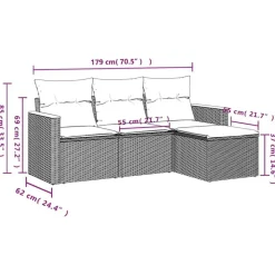 vidaXL - Loungeset - Zwart - Poly rattan - 4 stuks - Met kussens