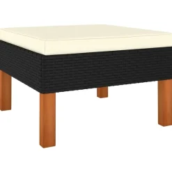 vidaXL - Loungeset - Zwart - Poly rattan en massief eucalyptushout - 3 stuks