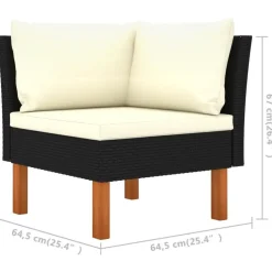 vidaXL - Loungeset - Zwart - Poly rattan en massief eucalyptushout - 3 stuks