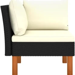 vidaXL - Loungeset - Zwart - Poly rattan en massief eucalyptushout - 3 stuks