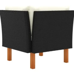 vidaXL - Loungeset - Zwart - Poly rattan en massief eucalyptushout - 3 stuks