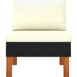 vidaXL - Loungeset - Zwart - Poly rattan en massief eucalyptushout - 3 stuks