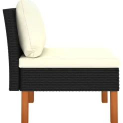 vidaXL - Loungeset - Zwart - Poly rattan en massief eucalyptushout - 3 stuks