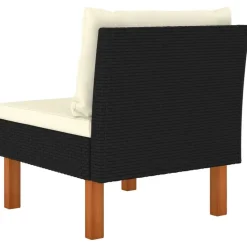 vidaXL - Loungeset - Zwart - Poly rattan en massief eucalyptushout - 3 stuks