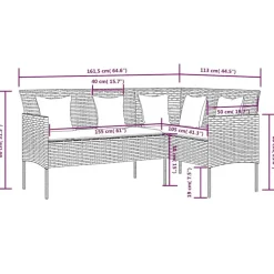 vidaXL - Loungeset (dinning) - Zwart - Poly rattan - 5 stuks - Met kussens