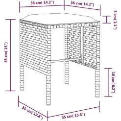 vidaXL - Loungeset (dinning) - Zwart - Poly rattan - 5 stuks - Met kussens