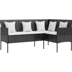vidaXL - Loungeset (dinning) - Zwart - Poly rattan - 5 stuks - Met kussens