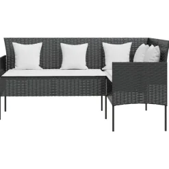 vidaXL - Loungeset (dinning) - Zwart - Poly rattan - 5 stuks - Met kussens