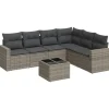 vidaXL - Loungeset met kussens - Grijs - Poly rattan - 7 stuks