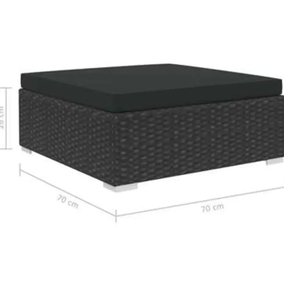 vidaXL - loungeset voor 3 met kussens zwart polyrattan 4 stuks