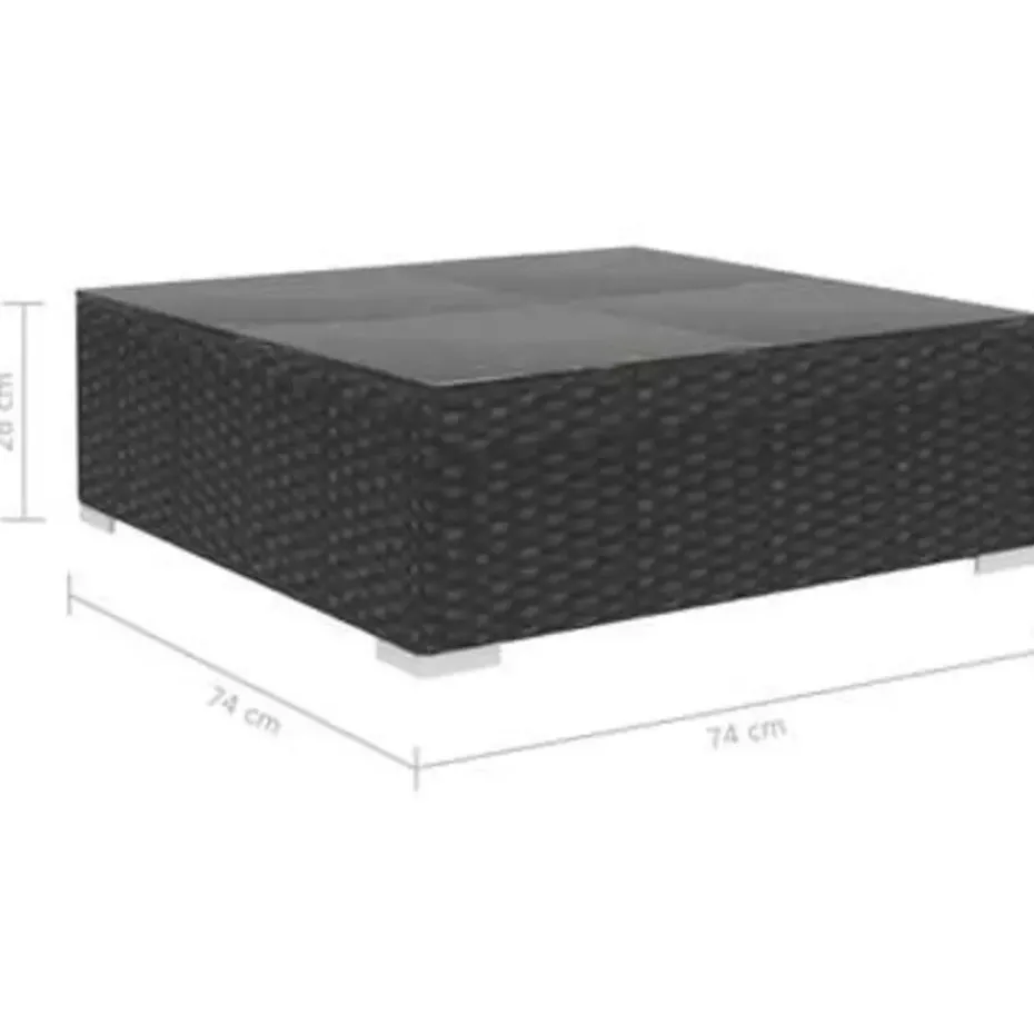 vidaXL - loungeset voor 3 met kussens zwart polyrattan 4 stuks