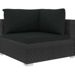 vidaXL - loungeset voor 3 met kussens zwart polyrattan 4 stuks