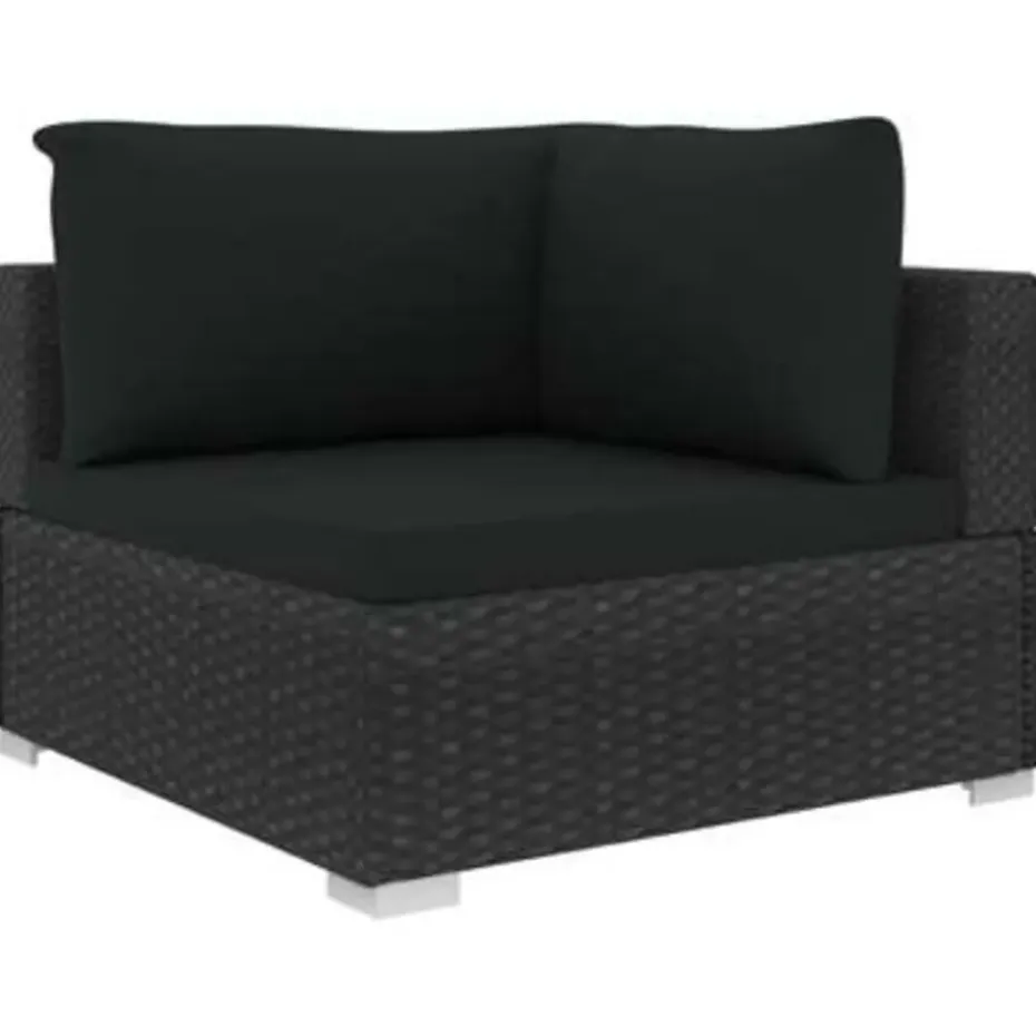 vidaXL - loungeset voor 3 met kussens zwart polyrattan 4 stuks