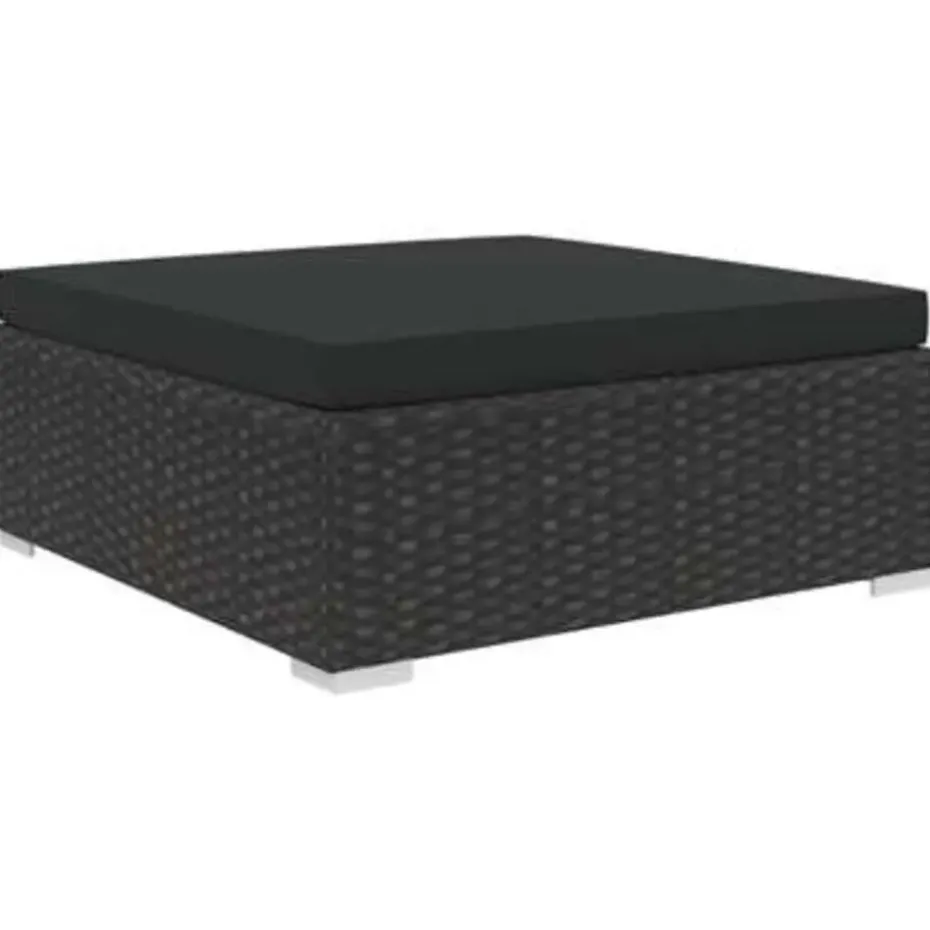 vidaXL - loungeset voor 3 met kussens zwart polyrattan 4 stuks