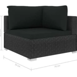 vidaXL - loungeset voor 3 met kussens zwart polyrattan 4 stuks