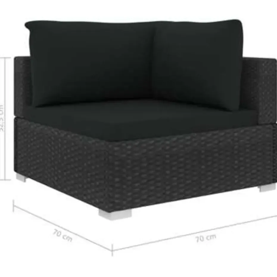 vidaXL - loungeset voor 3 met kussens zwart polyrattan 4 stuks