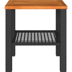 vidaXL - Loungetafel - Weerbestendig - Zwart - Poly rattan en hout - 40x40x42 cm