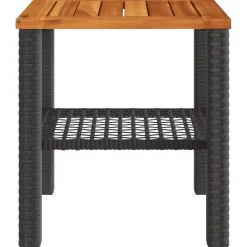 vidaXL - Loungetafel - Weerbestendig - Zwart - Poly rattan en hout - 40x40x42 cm