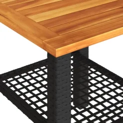 vidaXL - Loungetafel - Weerbestendig - Zwart - Poly rattan en hout - 40x40x42 cm