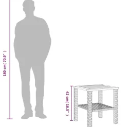 vidaXL - Loungetafel - Weerbestendig - Zwart - Poly rattan en hout - 40x40x42 cm