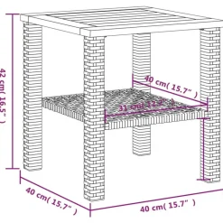 vidaXL - Loungetafel - Weerbestendig - Zwart - Poly rattan en hout - 40x40x42 cm