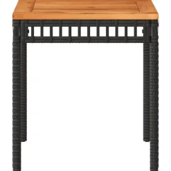 vidaXL - Loungetafel - Weerbestendig - Zwart - Poly rattan en hout - 38x38x42cm