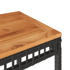 vidaXL - Loungetafel - Weerbestendig - Zwart - Poly rattan en hout - 38x38x42cm