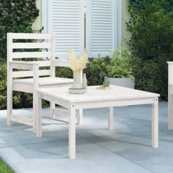 vidaXL - Loungetafel - Wit - Massief grenenhout - 82,5x82,5x45 cm