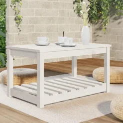 vidaXL - Loungetafel met opbergruimte - Wit - Grenenhout - 82,5x50,5x45 cm