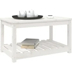 vidaXL - Loungetafel met opbergruimte - Wit - Grenenhout - 82,5x50,5x45 cm