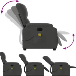 vidaXL - Massagestoel - Grijs - Microvezel