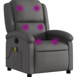 vidaXL - Massagestoel - Grijs - Leer