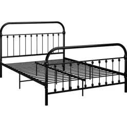 vidaXL - Meatlen bed met hoofdbord - Zwart - Metaal - 140x200 cm