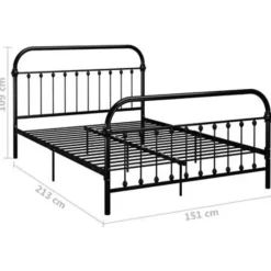 vidaXL - Meatlen bed met hoofdbord - Zwart - Metaal - 140x200 cm