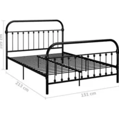 vidaXL - Meatlen bed met hoofdbord - Zwart - Metaal - 140x200 cm
