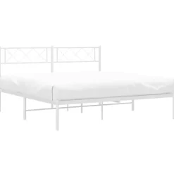 vidaXL - Metalen bed met hoofdbord - Wit - 120x200 cm