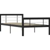 vidaXL - Metalen eenpersoonsbed met hoofdbord - zwart en wit - 90x200 cm