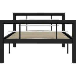 vidaXL - Metalen eenpersoonsbed met hoofdbord - zwart en wit - 90x200 cm
