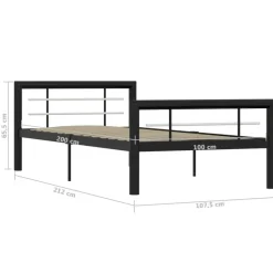 vidaXL - Metalen eenpersoonsbed met hoofdbord - zwart en wit - 90x200 cm